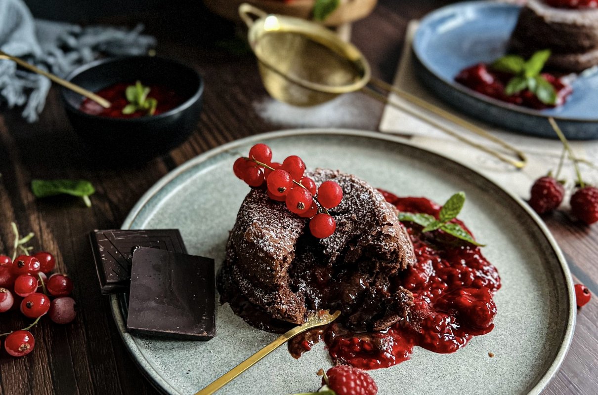 Moelleux au chocolat czyli lawa czekoladowa z frużeliną malinową