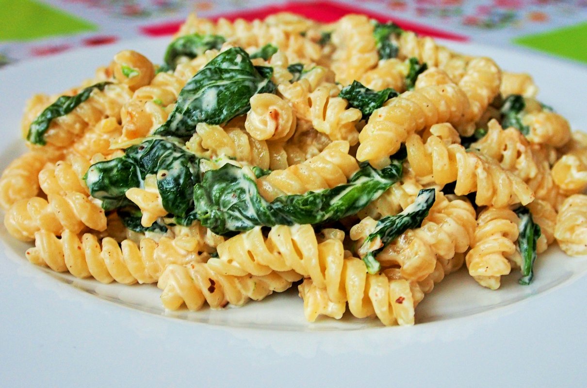 Fusilli ze szpinakiem i mascarpone
