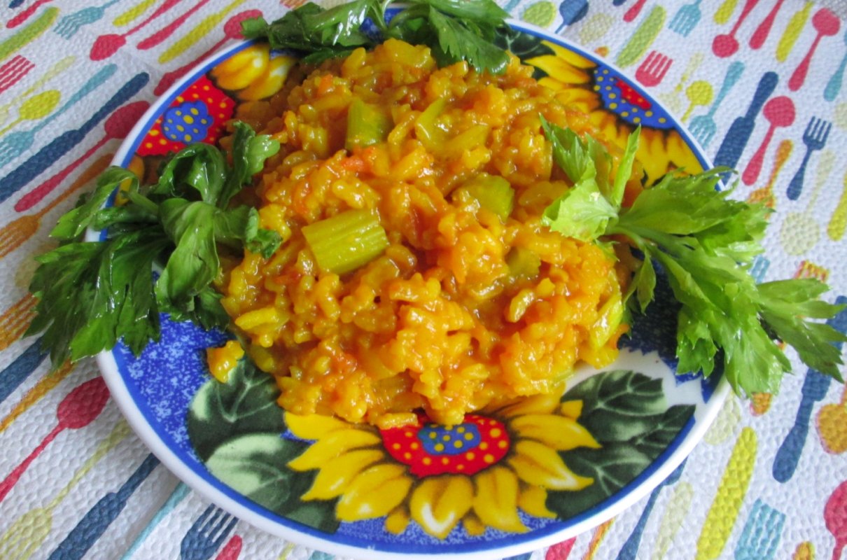 Złote risotto z selerem