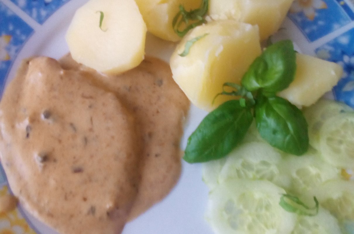 Schab pieczony w sosie z suszonymi pomidorami