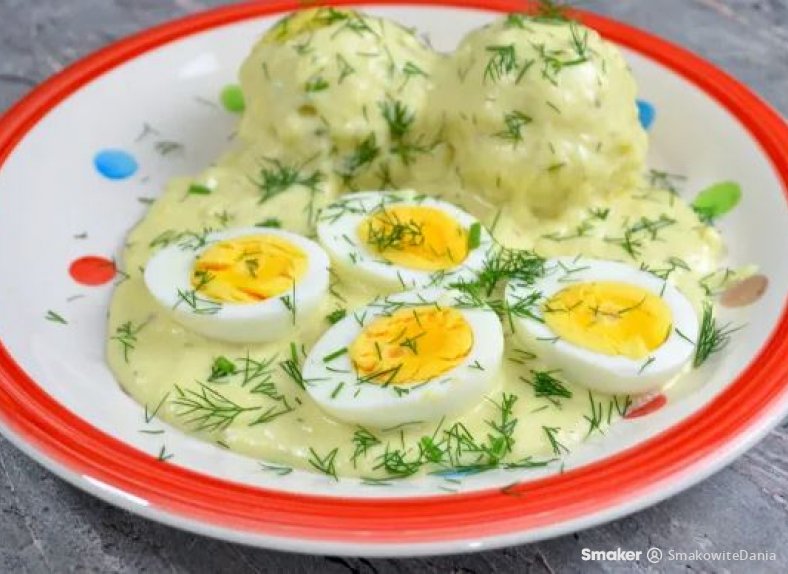  Jajka w sosie chrzanowym z ziemniakami 