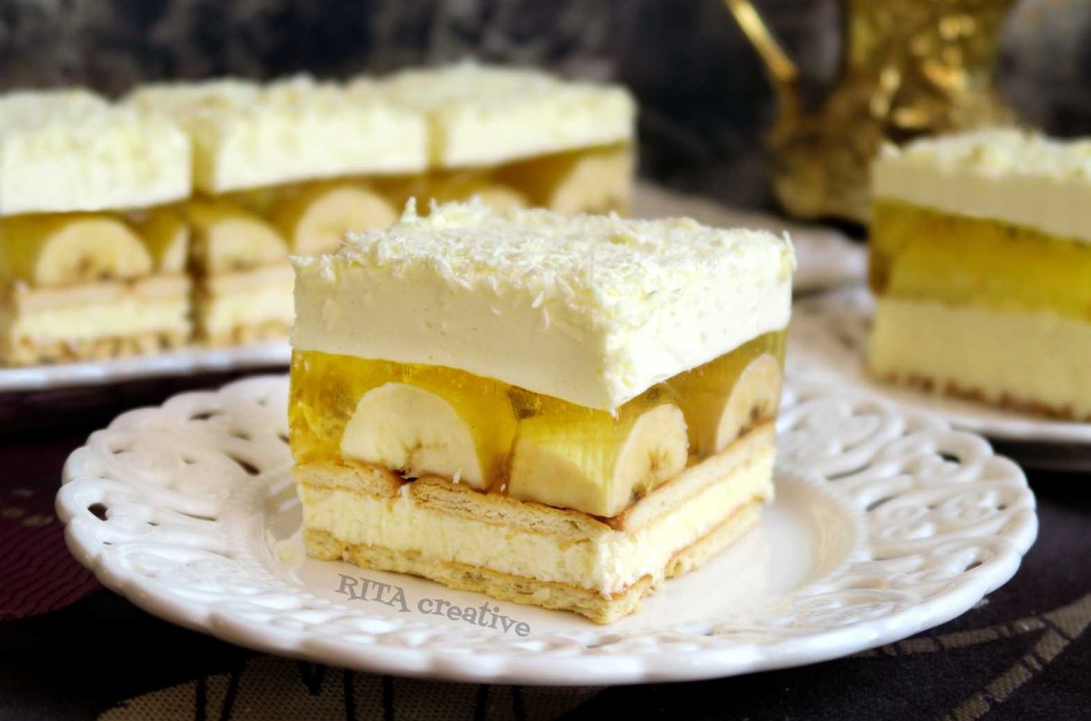 Kokosowe ciasto z bananami bez pieczenia