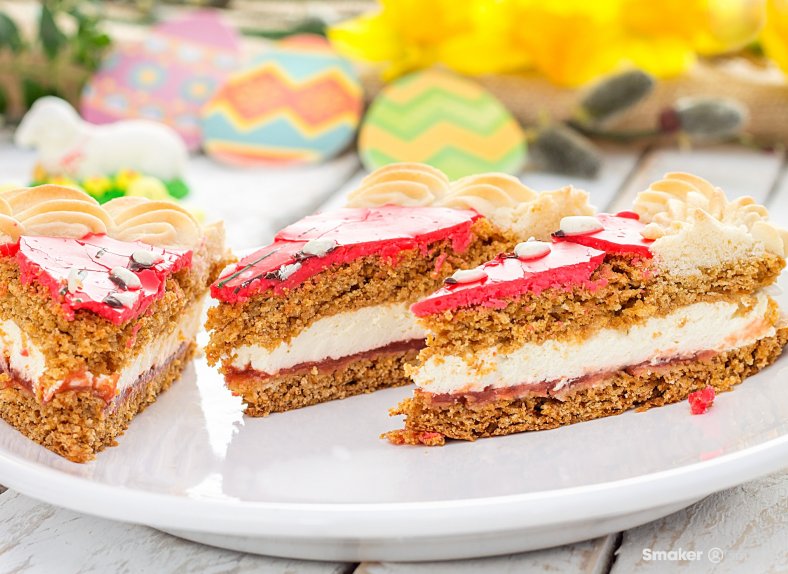  Mazurek z budyniem i malinową konfiturą 