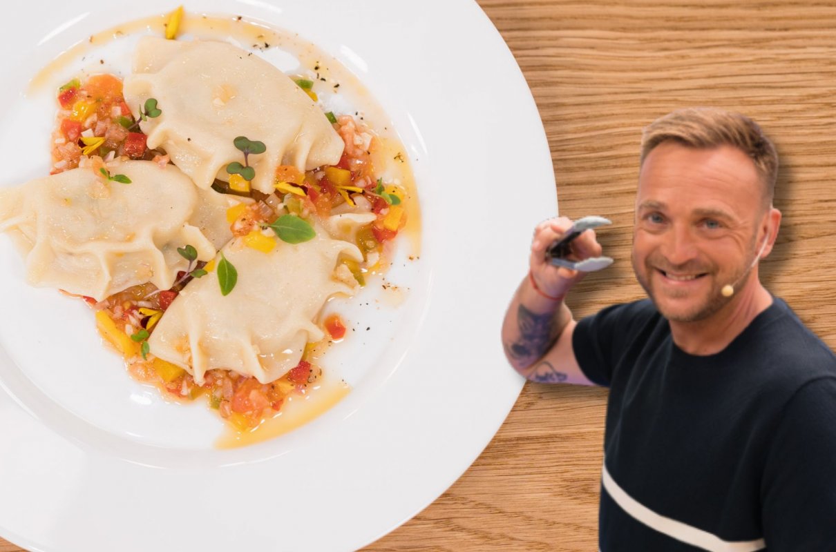 Pierogi z serem kozim, pomidorami suszonymi i bazylią Mateusza Gesslera