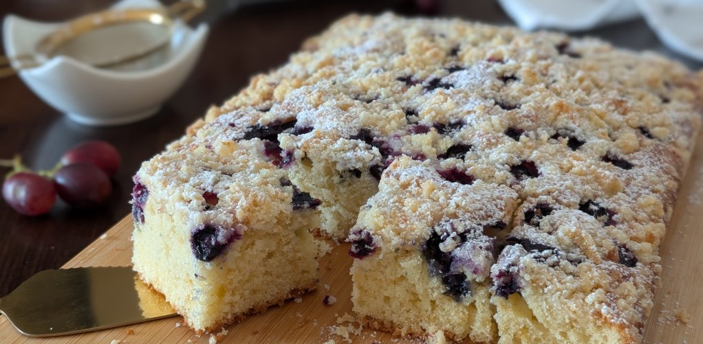 Ciasto jogurtowe z borówkami i kruszonką