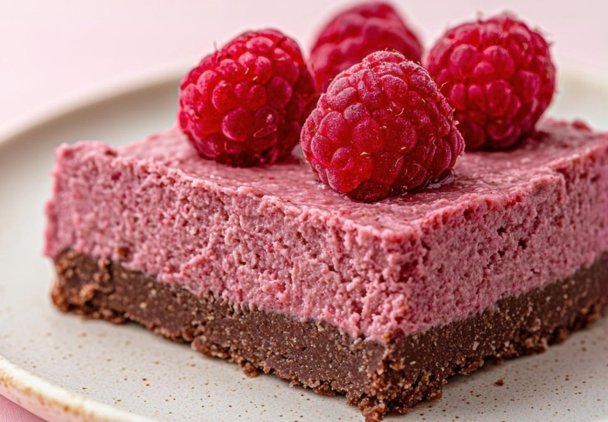Sernik malinowy na brownie