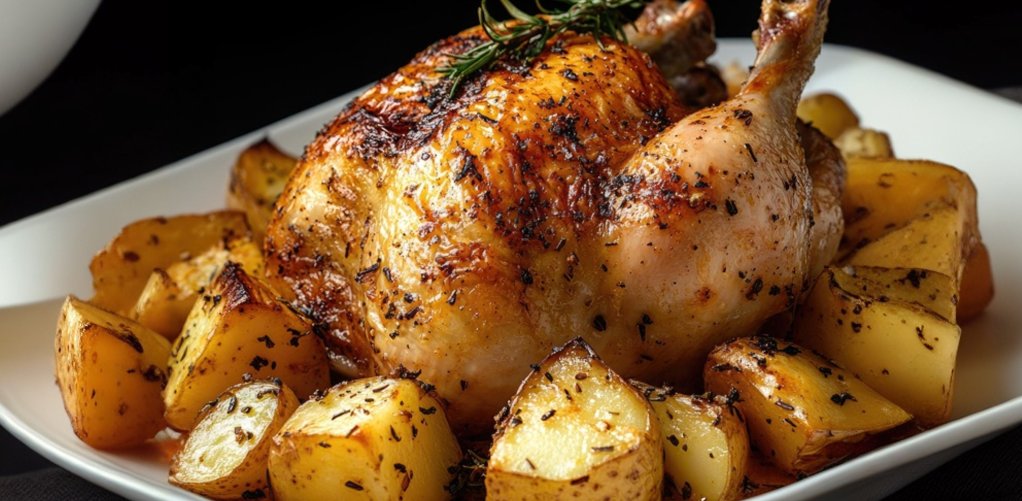 Kurczak pieczony w rękawie z ziemniakami