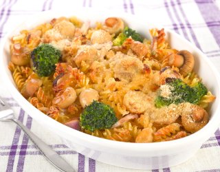 Zapiekanka makaronowa z pieczarkami