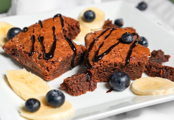 Mocno czekoladowe brownie z bananami