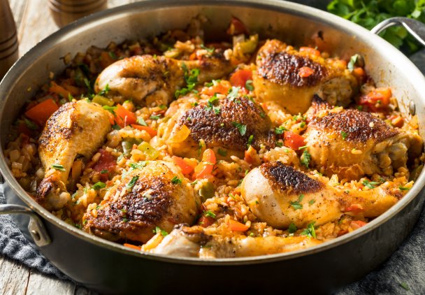 Kurczak z ryżem z piekarnika