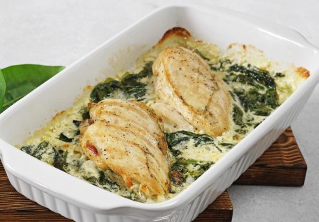 Piersi z kurczaka w sosie szpinakowym
