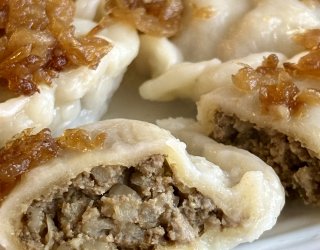 Pierogi z wątróbką drobiową i kaszą pęczak