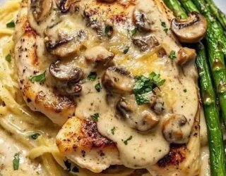 Kremowy kurczak z pieczarkami i szparagami, czyli restauracyjny obiad w 25 minut!