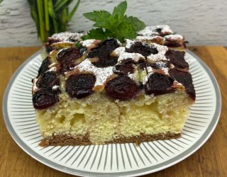 Ciasto kakaowo-waniliowe z czereśniami na dużą blachę