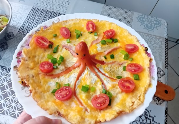 Omlet z  ośmiornicą