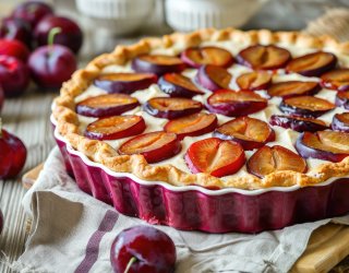Tarta budyniowa ze śliwkami