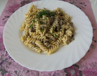 Makaron z sosem pieczarkowym