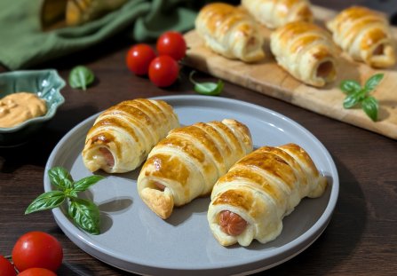 Parówki z serem w cieście francuskim (wersja mini)